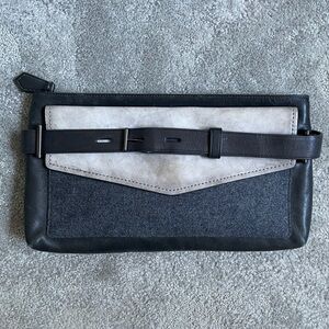 Reed Krakoff Leather and Flannel Belted Boxer Clutch